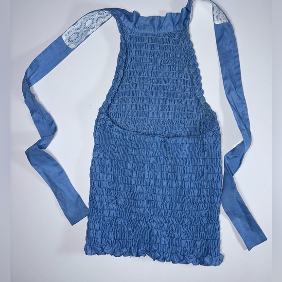 Vintage Irving Nader Montreal Blue Lace Trim Maxi Skirt with matching Halter. - Picture 5 of 6